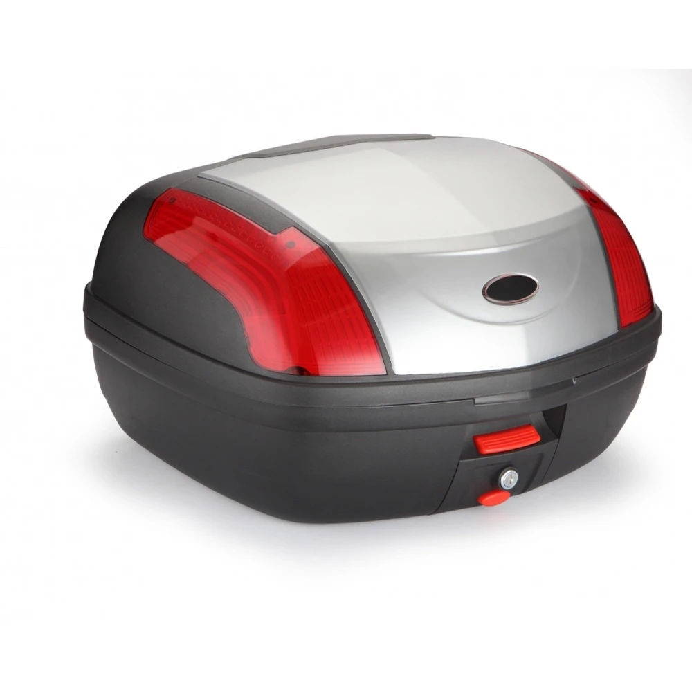 0889wpc Plata Universal Baúl De Moto Scooter Maleta Xxl 46 L Motocicleta Para 2 Cascos Portacascos