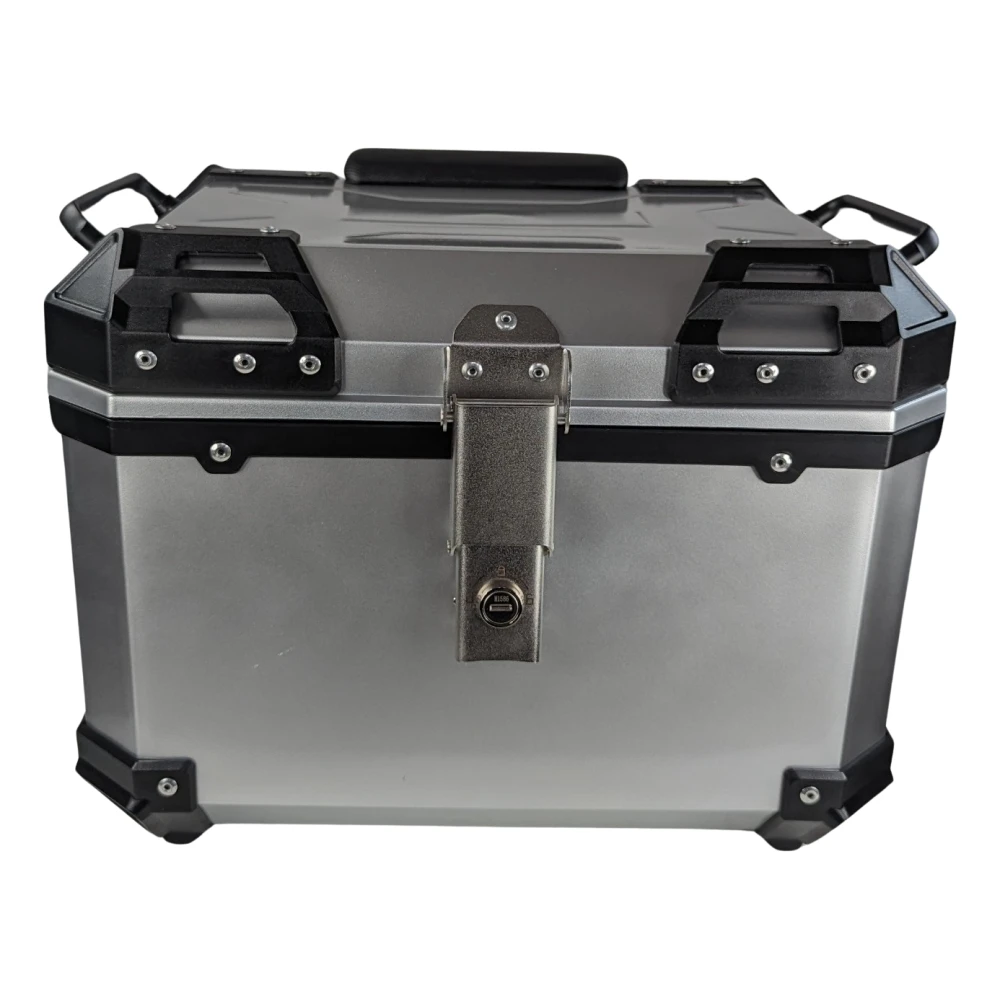 Baúl Universal de Moto Scooter Maleta 45 L Portacascos Cuadrado de Motocicleta para 1 Casco color Plata