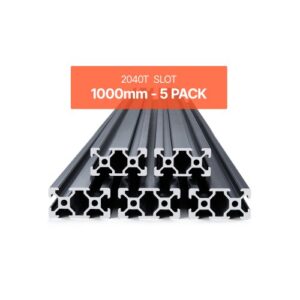 VEVOR 5 Piezas Perfiles de Extrusión de Aluminio 2040 con ranura en T de 1000 mm, Riel Lineal Anodizado de Alta Resistencia para Impresora 3D, Máquina CNC (DIY), Grabado Láser, Color Negro