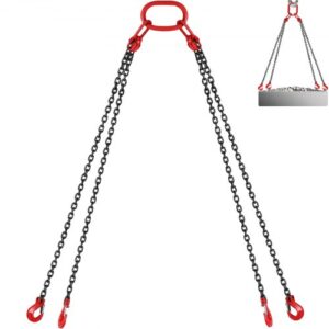 VEVOR Cadenas de Elevación de 4 Patas 5 T 3 m Eslinga de Cadena G80 Acero de Aleación Polipasto de Cadena para Levantar o Mover Cargas en Diversas Industrias, Maquinarias, Fábricas, Almacenes