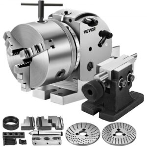 VEVOR BS-0 Cabeza Divisora de Precisión con Mandril de 3 Mordazas Contrapunto, Cabezal Divisor MT2 con Mandril de 168 mm, Cabezal Divisorio 23 kg, Altura de Centro de Indexación 100 mm con Placas