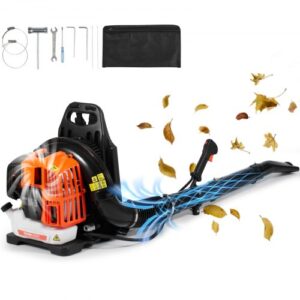 VEVOR Soplador de Hojas de Gas 52 CC Soplador de Nieve de Mochila 2 Tiempos con Tanque de Combustible 1,37 L Volumen de Aire de 480 CFM para Cuidado del Césped, Limpieza de Hojas, Eliminación de Nieve