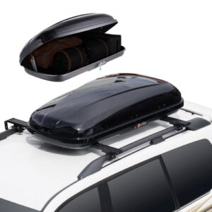 VEVOR Cofre de Techo 220 L Portaequipajes de Techo Rígido de ABS con Apertura de Doble Cara 2 Correas Reforzadas Aerodinámico Maletero Techo Coche para la Mayoría de Travesaños, Coche, SUV, Negro