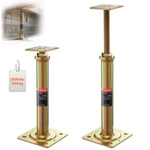 Gatos de piso para casa VEVOR, paquete de 4, rango de altura de 11,6" a 16", capacidad de carga máxima de 2200 lb por unidad, poste de gato de sótano con viga de soporte ajustable para nivelación, gato telescópico galvanizado para soporte temporal