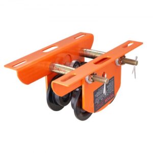 VEVOR Carro Portapolipasto Eléctrico Carga de 0,5 T Carro con Viga de Empuje de Acero Aleado Ancho Ajustable 60-120 mm con Ruedas para Polipasto PA200 PA250 PA300 PA400 PA500 Viga I Recta y Curva
