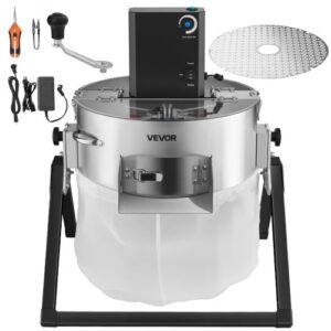 VEVOR Recortadora de Cogollos Eléctrica 370 mm con Cuchilla de Acero Inoxidable Cortador Hidropónico en Seco y Húmedo con Tapa Transparente y Bolsa de Recolección para Brotes, Hierbas Aromáticas