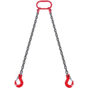 VEVOR Eslinga de Cadena de Elevación 2 Cadenas con Ganchos y Ajustadores 8mm x 150cm Carga de 2993 kg G80 para Carretilla Elevadora, Polipasto Motorizado, Muelle, Sitio de Construcción, Fábrica