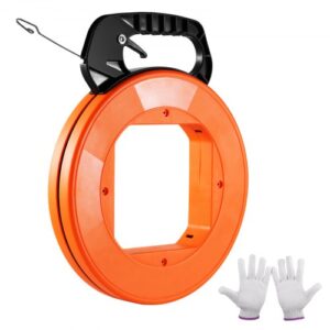 VEVOR Cinta de Pesca de Longitud de 36,6?m Diámetro de 3,18?mm Extractor de Cables de Acero con Carcasa, Mango, Caja de Plástico, Herramientas de Pesca de Alambre Flexible para Conductos Eléctricos