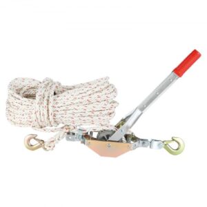 VEVOR Cabrestante de Trinquete Manual Tracción Fuerte 3/4 T Tensor de Tracción Carga 0,75 T Cuerda de 30,48 m con 2 Ganchos Herramienta de Tracción para Mover Barcos, Artículos, Transportar Troncos