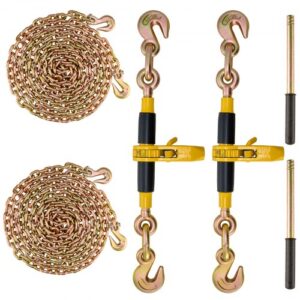 VEVOR Tensor de Cadena de Amarre Trinquete de Cadena 0,9-1,27 cm 2 Piezas Carga de 5443 kg Carpeta de Carga con Trinquete Mango Antideslizante para Asegurar Cargas, Transporte, Remolques de Camión