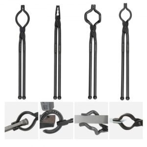 VEVOR Juego de Pinzas de Herrero de Acero al Carbono 4 PCS Pinzas de Forja 46 cm en Forma de V, Boca de Lobo, Forma de ZV, Alicates de Agarre Mango Largo Operación Segura Equipo Básico para Herrero