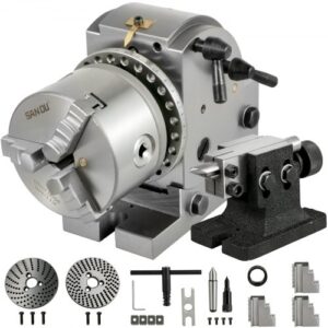 VEVOR Cabezal Divisor 4''/100MM Cabezal Divisor para Fresadora Contrapunto MT2 Ángulo 0-90 Grados Ratio de Reducción 1:40 Cabezal Divisor Universal para Trabajos de Fresado, Rectificado y Perforación