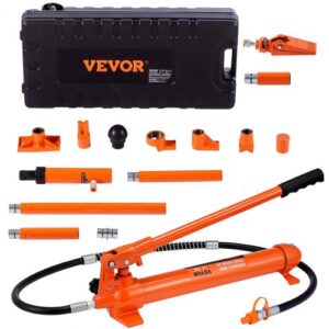 VEVOR Kit de Ariete Hidráulico Portátil 10 T Kit de Reparación de Energía para Carrocería 135 mm Juego de Cilindros Hidráulicos con 4 Vástagos 100/195/300/500 mm para Reparación de Coches Construcción