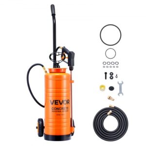 VEVOR Pulverizador de Hormigón Industrial con Carro, Pulverizador de Acero Inoxidable de Aprox. 13,2 L, Presión de 25-60 PSI, Depósito 24 x 21 x 68 cm, 2 Boquillas de Latón, para Construcción, Jardín