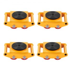 VEVOR 4PCS Patín de Transporte de Maquinaria de Acero al Carbono Ruedas para Mover Muebles Pesados Carga de 8 T con Base Antideslizante Rotación de 360° de 4 Ruedas de PU para Almacén Taller Fábrica