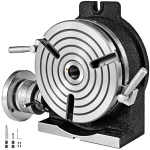 VEVOR Mesa de Trabajo Rotativa Horizontal y Vertical, 200 mm Mesa Giratoria para Fresadoras con 3 Ranuras, 105 y 40 mm Fresadora de Mesa de Trabajo Rotativa para Perforar, Fresar o Cortar en Taller