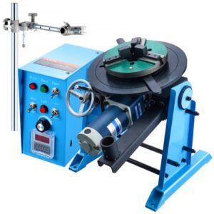 VEVOR Posicionador de soldadura rotativo de 50 kg, placa giratoria de posicionamiento de 0-90° 0,5-6 RPM 120 W, portabrocas de torno de 3 mordazas, soporte de antorcha de 315 mm para cortar, esmerilar