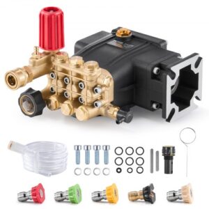 VEVOR Bomba para Hidrolavadora Émbolo Triple Horizontal con Eje de 19,05 mm, 3300 PSI 2,5 GPM, Kit de Repuesto para Hidrolavadora con 5 Boquillas, Compatible con Simpson MorFlex 40224, 40225, 40226