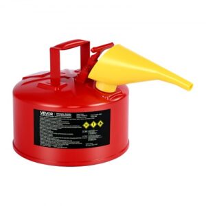 VEVOR Bidón de Seguridad Tipo I de 9,5 l, Color Rojo, para Gasolina, con Parallamas de Acero Inoxidable, Tapa con Cierre Automático y Embudo de Polietileno, para Materiales Inflamables, 297 x 275 mm