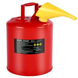 VEVOR Bidón de Seguridad de 19 L Tipo I con Parallamas, Tapa de Cierre Automático y Embudo de Polietileno, Asa Ergonómica, para Almacenamiento de Materiales Inflamables, Color Rojo, 295 x 425 mm
