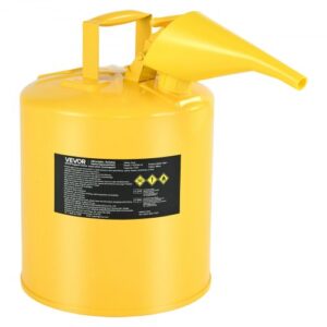 VEVOR Bidón de Combustible Diésel Tipo I 19 L, con Supresor de Llamas, Tapa de Cierre Automático y Embudo de Polietileno, Asa Ergonómica, Contenedor para Almacenamiento de Inflamables, Amarillo