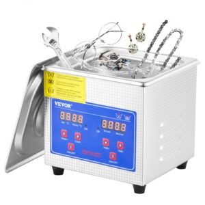 VEVOR Limpiador Ultrasónico 1.3L, 60W Limpiador Ultrasónico Profesional de Acero Inoxidable, Máquina de Limpieza Ultrasónica Potente Frecuencia de 40 kHz con Pantalla LED para Joyas, Reloj, Gafas