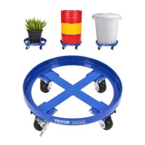VEVOR Plataforma Rodante para Bidones 615 x 615 x 188 mm con Tirantes Transversales y 4 Ruedas Giratorias, Capacidad de 907 kg, Plataforma Rodante Antivuelco para Manipulación de Almacén, Azul