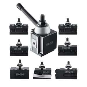 VEVOR Juego de Portaherramientas de Cambio Rápido, 8 Piezas, Poste de Herramienta con Accesorios de Portaherramientas de Torneado, apto para Minitorno y Torno de Metal de 254 a 381 mm