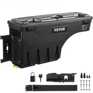 VEVOR Caja de Herramientas para Camión Capacidad 25L Organizador de Maletero de Coche Material de ABS y Acero al Carbono Caja de Almacenamiento 925x280x425mm con Pivote para Tundra 2007-2021 Conductor