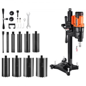 VEVOR Perforadora de Diamante, Perforadora de Núcleo 535/920 RPM de 2 Velocidades en Seco y Húmedo con Soporte, 10 Brocas, Diámetro de Perforación de 20-254 mm para Hormigón, Ladrillo, Piedra