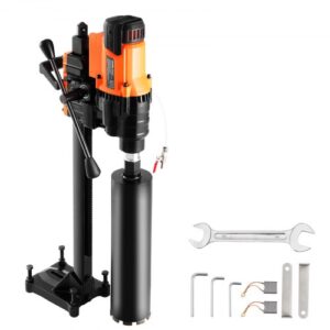 Taladro de núcleo VEVOR, taladro de núcleo de diamante de 0,8 a 9,8 pulgadas de diámetro con soporte y broca para taladro de núcleo, taladro de núcleo de hormigón resistente de 3200 W, uso húmedo y seco, para hormigón, ladrillo, mármol