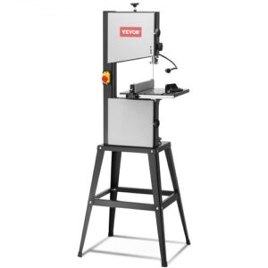 VEVOR Sierra de Cinta con Soporte, 9,65 Pulgadas, Sierra de Cinta de Sobremesa de Dos Velocidades de 506 RPM/920 RPM, Motor de 370 W y 1/2 HP, Altura de Corte de 6'', Longitud de Hoja de Sierra de 72,13'', con Guía y Calibre de Inglete, para Carpintería, Aluminio y Plástico
