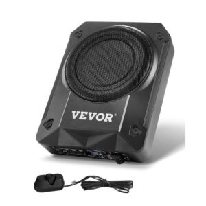 VEVOR Subwoofer para Debajo del Asiento para Automóvil 203 mm 800 W Altavoz Compacto para Coche Amplificador Incorporado Entrada de Nivel Alto Bajo Controlador de Volumen Control Remoto con Cable