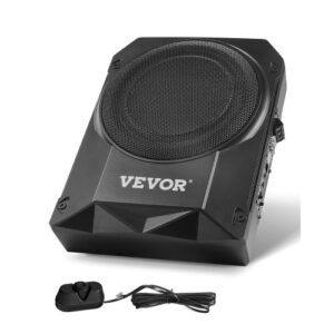 VEVOR Subwoofer para Debajo del Asiento para Automóvil 254 mm 400 W Altavoz Compacto para Coche Amplificador Incorporado Entrada de Nivel Alto Bajo Controlador de Volumen Control Remoto con Cable
