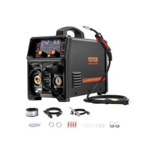 VEVOR Soldador Pro MIG 250 A, Máquina de Soldadura Sinérgica 5 en 1 MIG a Gas/MIG con Núcleo Fundente/STick/Lift TIG/MIG PLUSE con Tecnología de Inversor IGBT y Pantalla LCD, 430 x 180 x 320 mm