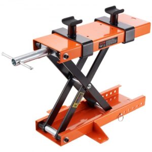 VEVOR Gato de Tijera para Moto Capacidad de 500 kg Elevador de Motocicletas Altura de Elevación 95-400 mm Mesa Elevadora de Moto con Manivela Extraíble para Taller de Mantenimiento de ATV