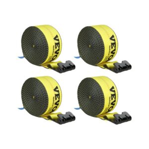 VEVOR Correa para cabrestante de 4" x 30 pies, 4 Piezas, carga de 2,7 T, resistencia a la rotura 8,2 T, correas para camión con gancho plano, control de carga para remolques, granjas, amarillo