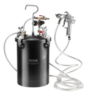 Olla a presión para pintura en aerosol VEVOR, tanque de olla a presión de 15 l/3,75 galones, presión ajustable de 60 psi, tanque de pintura a presión de acero con pistola rociadora, mangueras, manómetro, para decoración del hogar y pintura industrial