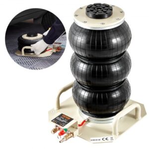 VEVOR Gato Neumático Carga de 3 T Gato de Aire de Triple Bolsa Elevación de 140-450 mm Gato de Aire para Coche 0,8-1,0 MPa Elevación Rápida 3-5S, con Asas Laterales para Coches, Garajes, Reparaciones