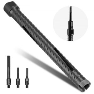 VEVOR Broca de Diamante para Perforación en Seco, ? 25 mm, 241 mm Profundidad, Rosca Interna M16, con 3 Adaptadores, Broca Piloto, Llave Hexagonal para Hormigón Armado, Ladrillo y Mampostería