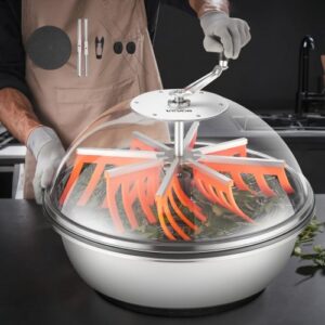 VEVOR Máquina Recortadora de Cuenco de Hojas Manual 600 mm Recortadora de Cuenco de Hoja de Brote con Tapa Transparente y 3 Rejillas de Acero Inoxidable para Brotes de Flores, Hierbas Aromáticas