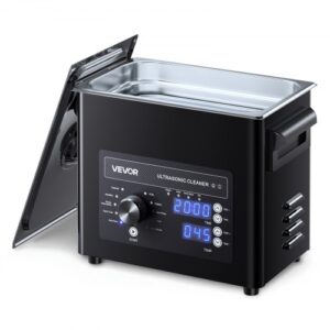 VEVOR Limpiador Ultrasónico 3 L, Máquina de Ultrasonido para Limpieza con Control de Perilla, de Acero Inoxidable, con Cesta y Bola de Limpieza para Relojes, Maquinillas de Afeitar, Joyas, Negro
