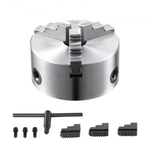 VEVOR Portabrocas de Torno Autocentrante 3 Mordazas 160 mm Mandril de Torno Rango de Sujeción 3,5-160 mm Mandril de 3 Mordazas Llave en T Autocentrante Mandíbula Reversible para Fresadoras Taladros
