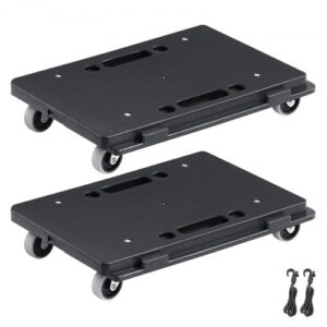 VEVOR Carro Móvil 2 Piezas Mueve Muebles Capacidad de Carga de 227 kg Cada Uno con 4 Ruedas Resistentes Bandeja Rodante Portátil con Bloqueo para Muebles Pesados, Negro