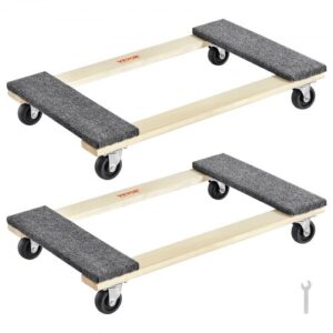 VEVOR Carro de mudanza, 2 piezas, mueve muebles de madera, capacidad de carga 454 kg cada uno, 762 x 457,2 x 130 mm, con 4 ruedas giratorias de PP de alta resistencia, manipulación portátil