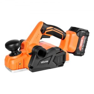VEVOR Cepilladora Inalámbrica para Madera, Ancho de Corte 82 mm, 15 000 RPM, con Batería de Litio 4,0 Ah y 18 V, Motor sin Escobillas, Profundidad de Corte Ajustable y Bolsa de Recogida de Polvo