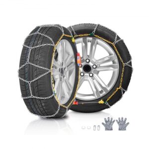 Cadenas de nieve VEVOR, cadenas de tracción de emergencia de acero de aleación de manganeso, cadenas para neumáticos de nieve para automóviles, camionetas, SUV y camiones, color plateado (juego de 2)