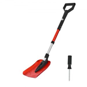 VEVOR Pala de Nieve de Aleación Plegable de Aluminio, Pala Quitanieves Ancho de 22 cm Largo de 91 a 102 cm, con Empuñadura en D de PP, Portátil y Ligera, para Quitar Nieve de Entrada de Vehículos