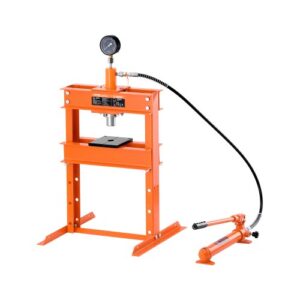 VEVOR Prensa Hidráulica de Taller, con Marco en H de 10 T con Placa de Prensa y Base en Forma de H, para Piso de Garaje Estable con Válvula de Alivio, para Enderezar y Estampar, 770 x 596 x 1770 mm