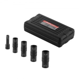 VEVOR Juego de Dados de Impacto para Tuercas de Rueda con Estuche de Almacenamiento y Barra de Extensión, Juego de Dados de 12,7?mm con Sistema Métrico y SAE de 6 Puntas, 4 Tamaños de Tuercas